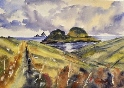 st finians bay watercolour