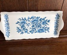 Vintage Ceramic Blue and White Floral Trinket Tray