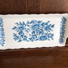 Vintage Ceramic Blue and White Floral Trinket Tray