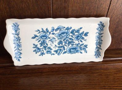Vintage Ceramic Blue and White Floral Trinket Tray