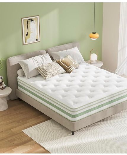 King Size Mattress Memory Foam Pocket Sprung Mattress, 150x200x25cm Hybrid Mattress, Medium Firm, 7-Zone Support, Edge Support, Motion Isolation