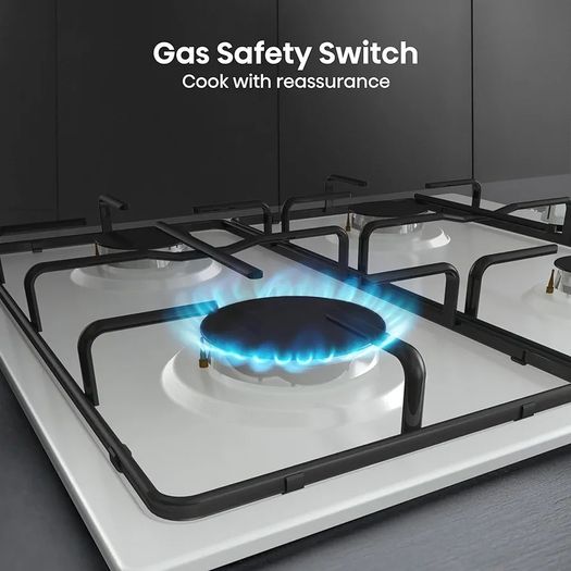 Built-in 60cm Gas Hob - Stainless Steel with 4 Cooking Areas, Easy Clean Surface, One -Hand Ignition, 60 x 52 x 8.9 cm (L x W x H)
