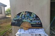 XL painted fan postage possible