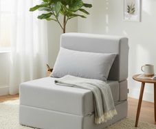 Folding Sofa Bed, Convertible Sleeper Chair, No Assembly (Grey) Boneless Sofa Couch, Foldable Mattress & Back Support, Portable Floor Lounger Futon for Small Apartment, Dorm, Guest Room