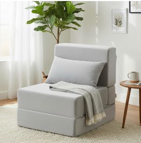 Folding Sofa Bed, Convertible Sleeper Chair, No Assembly (Grey) Boneless Sofa Couch, Foldable Mattress & Back Support, Portable Floor Lounger Futon for Small Apartment, Dorm, Guest Room