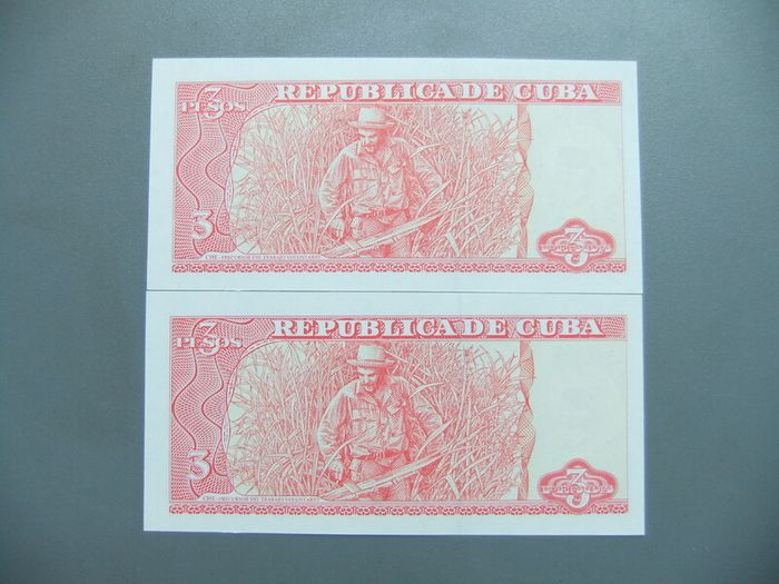 Cuba Ernesto Guevara 3 Pesos UNC In Sequence