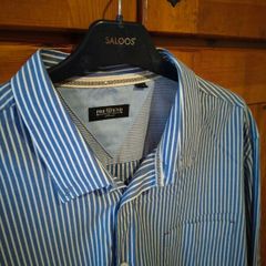 Man's plus size Pre End Blue and white stripe shirt size 45/46, Xxl. Great make, lovely quality Like new.