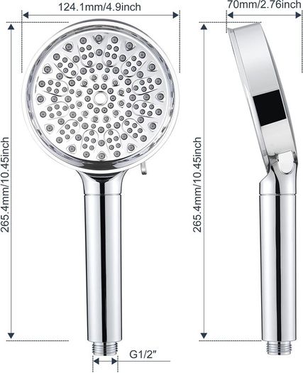 Hard Water Filter Shower Head with 6 Spray Modes, High Pressure Water Saving Shower Head with 20 Layers Filtration, Power Shower Heads with Showerhead Filter for Residual Chlorine Remove, Chrome