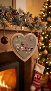 "There's No Place Like Home For Christmas" Gingerbread Heart Plaque