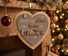 "There's No Place Like Home For Christmas" Gingerbread Heart Plaque
