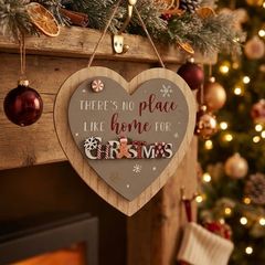 "There's No Place Like Home For Christmas" Gingerbread Heart Plaque