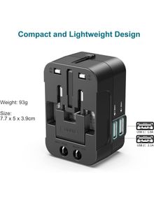 Travel Plug Adapter Worldwide Travel Adaptor with 2 USB Port and AC Socket.