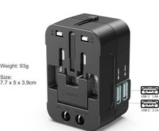 Travel Plug Adapter Worldwide Travel Adaptor with 2 USB Port and AC Socket.