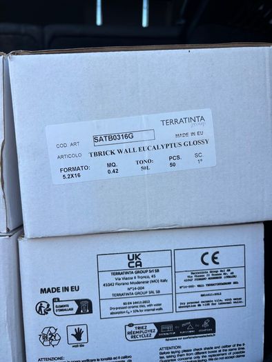Tbrick Eucalyptus Glossy Tiles 7 Unopened Boxes Approx. 3msq