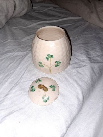 Belleek honey pot