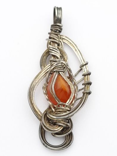 Vintage 925 Sterling Silver & Carnelian Artisan Pendant