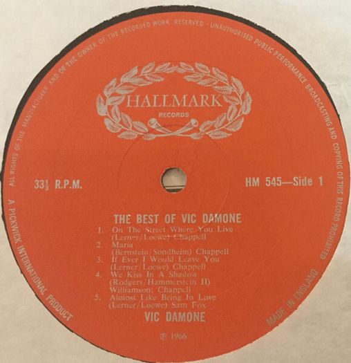 Vic Damone The Best Of Vinyl Album Easy Listening
