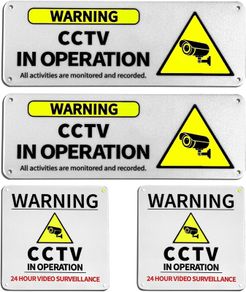 4-Pack CCTV In Operation Sign