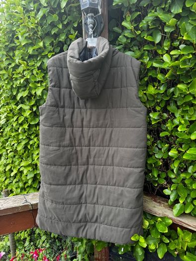 Marc Angelo Long Khaki Green Hooded Puffer Gilet Bodywarmer XXL