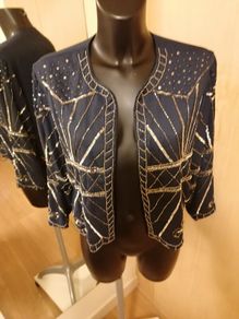 Women's Sequined Navy Dressy Jacket NWT