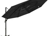 4-Tier Parasol with Aluminium Pole Black 3x3 m