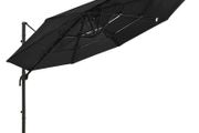 4-Tier Parasol with Aluminium Pole Black 3x3 m