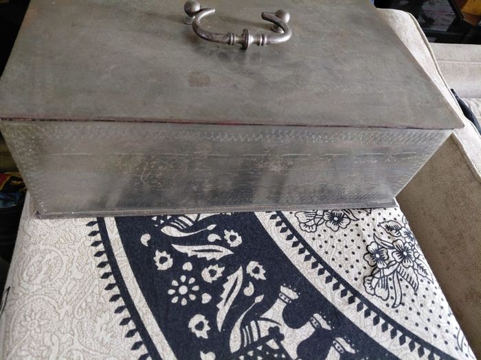 Antique French iron money box strong box with key 19th century