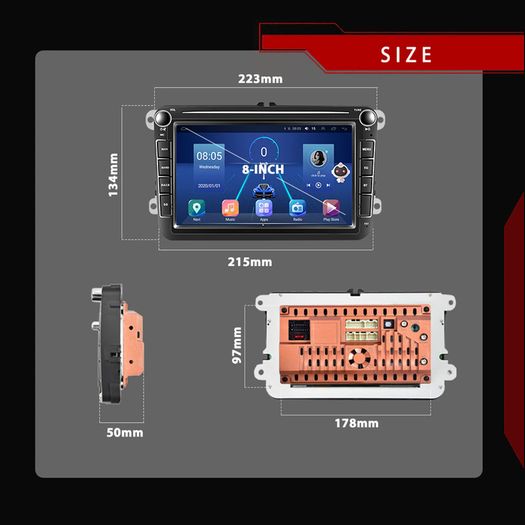 2 Din Car Radio Android 10.0 For VW Volkswagen Golf/Polo/Passat b7 b6 SEAT leon Skoda 8" inch GPS Wifi 4G
