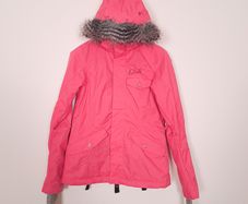 O'Neill Fifty 2 Series Coral Pink Fur Trim Hooded Waterproof Ski Snowboard Jacket Size XS