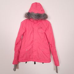 O'Neill Fifty 2 Series Coral Pink Fur Trim Hooded Waterproof Ski Snowboard Jacket Size XS
