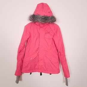 O'Neill Fifty 2 Series Coral Pink Fur Trim Hooded Waterproof Ski Snowboard Jacket Size XS