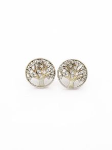 Vintage 925 Sterling Silver Tree Of Life Earrings