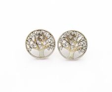 Vintage 925 Sterling Silver Tree Of Life Earrings