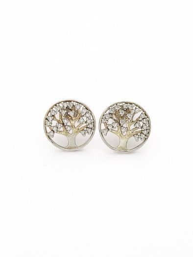 Vintage 925 Sterling Silver Tree Of Life Earrings