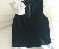 River Island Black Top with Bow - Size 8