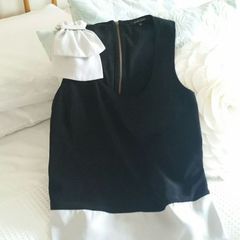 River Island Black Top with Bow - Size 8