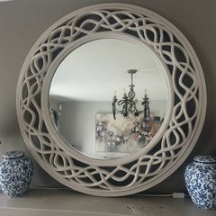 Stunning Celtic Lacing Large Mirror hand painted in Farrow & Ball Elephant's Breath
