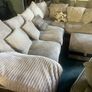 Beige corduroy corner sofa set Image 3