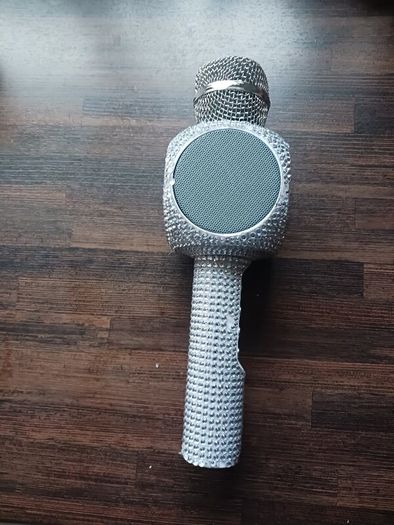 Sing-along Silver Bling Karaoke Microphone & Bluetooth Speaker All-in-one