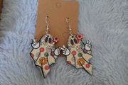 wooden ghost earrings