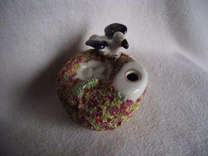19th Century Staffordshire Pottery "Bird on Nest" Quill Holder