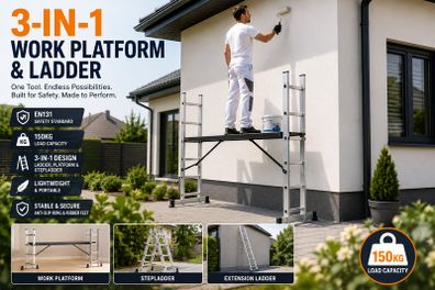 Ladder Scaffold Platform Aluminium Multi-Purpose Folding Ladder