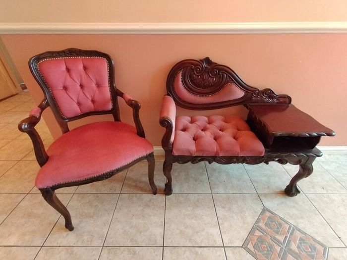 Antique chair table with matching chair