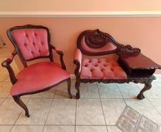 Antique chair table with matching chair