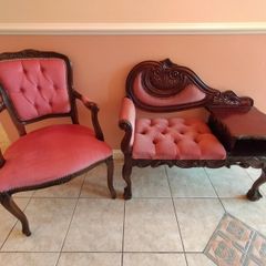 Antique chair table with matching chair