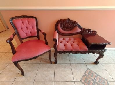 Antique chair table with matching chair