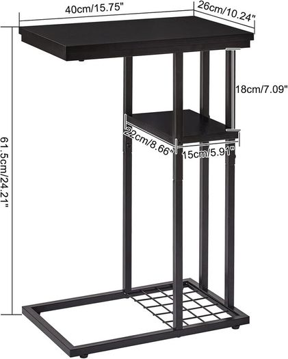 C Shaped End Table Set of 2 with Stable Metal Frame