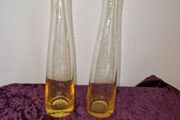 Pair of hand blown amber glass vases