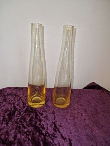 Pair of hand blown amber glass vases