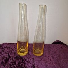 Pair of hand blown amber glass vases